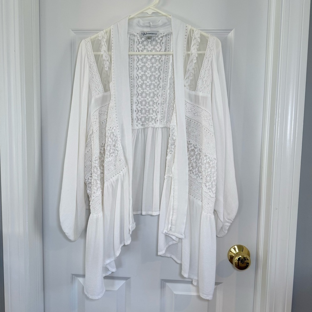 Neiman Marcus Lace Asymmetrical Kimono Cardigan Size L